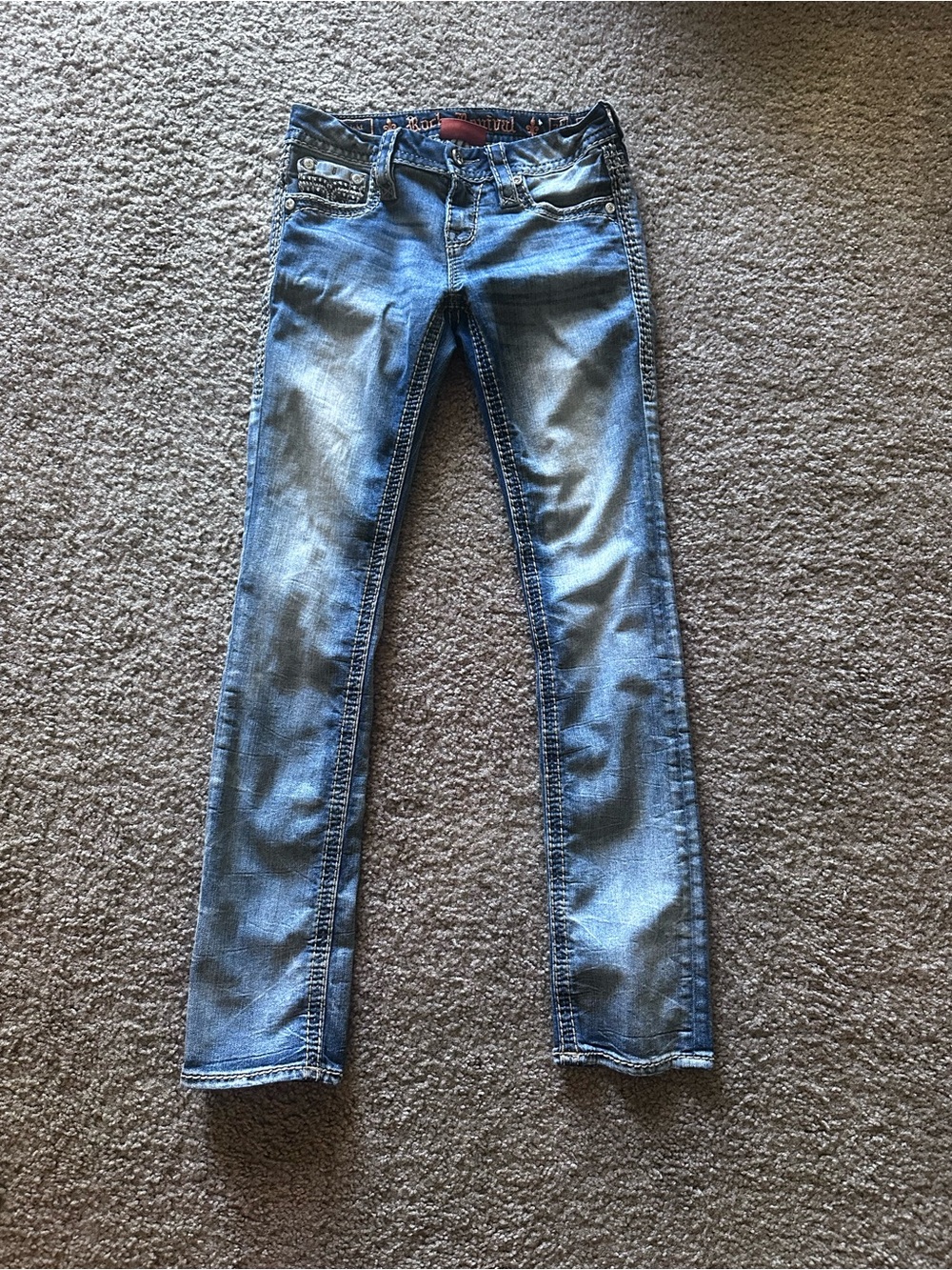 Rock Revival Skinny Jeans in Light Blue Wash
